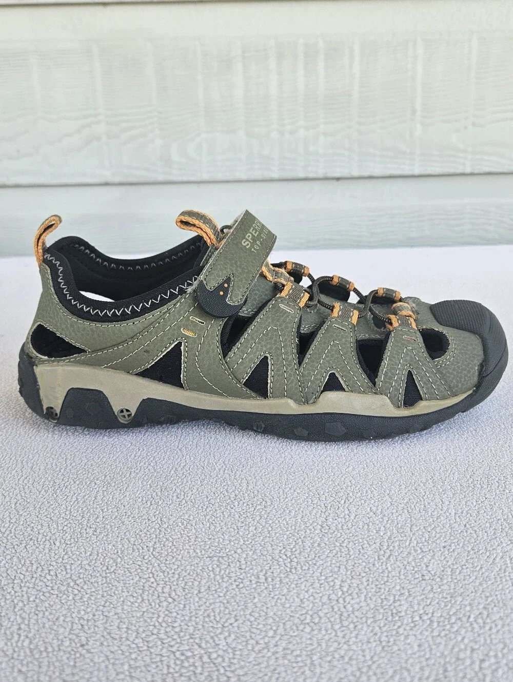 Sperry Top-Sider Wet Tech Fisherman Hiking Sandals Youth SZ 3 Olive Green Black